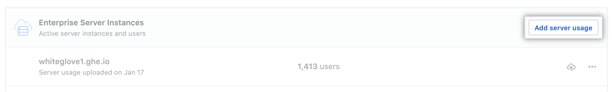 Upload GitHub Enterprise Servers usage link
