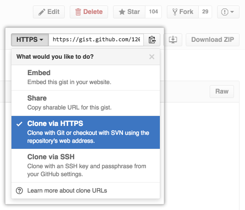 Gist clone button