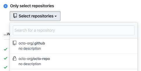 Drop-down menu to select repositories