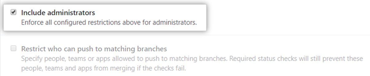 Include administrators checkbox