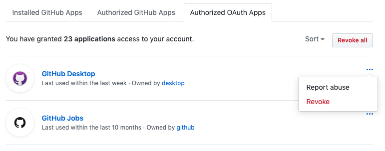 Lista de App OAuth autorizadas