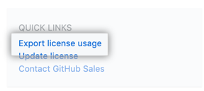 Export license usage link