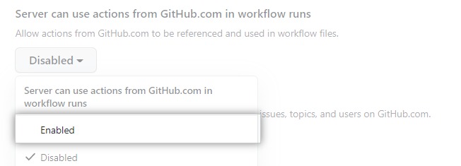 Drop-down menu to actions from GitHub.com in workflows runs