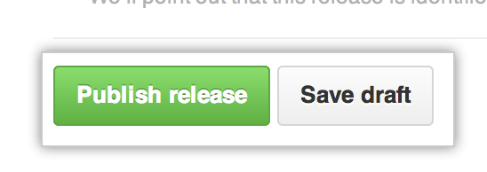 [Publish release] と [Save draft] ボタン