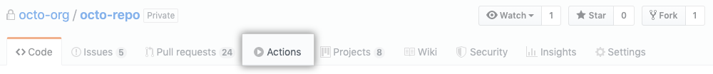 Actions tab in the main repository navigation