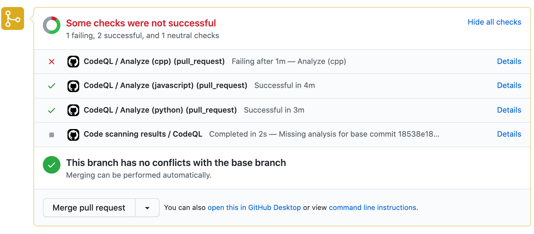 After a scan completes, you can view alerts from a completed scan. For more information, see "<a href="/github/finding-security-vulnerabilities-and-errors-in-your-code/managing-alerts-from-code-scanning">Managing alerts from 代码扫描</a>."