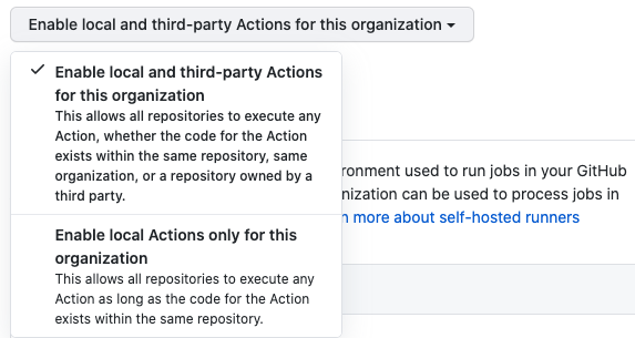 Enable, disable, or limit actions for this organization