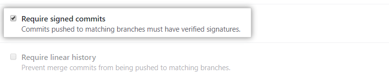 [Require signed commits] オプション