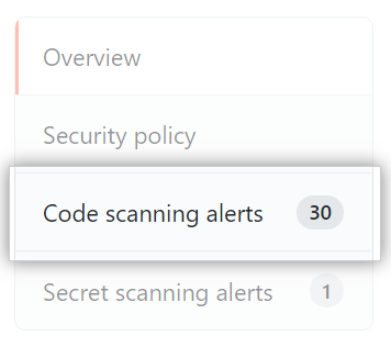 pestaña de "Alertas de escaneo de código"