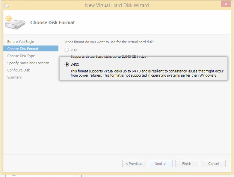 Creating a VHDX drive