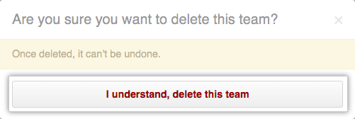 Team deletion confirmation