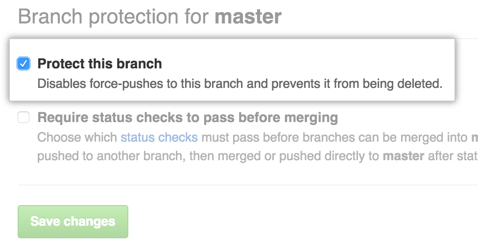 Protecting branch checkbox