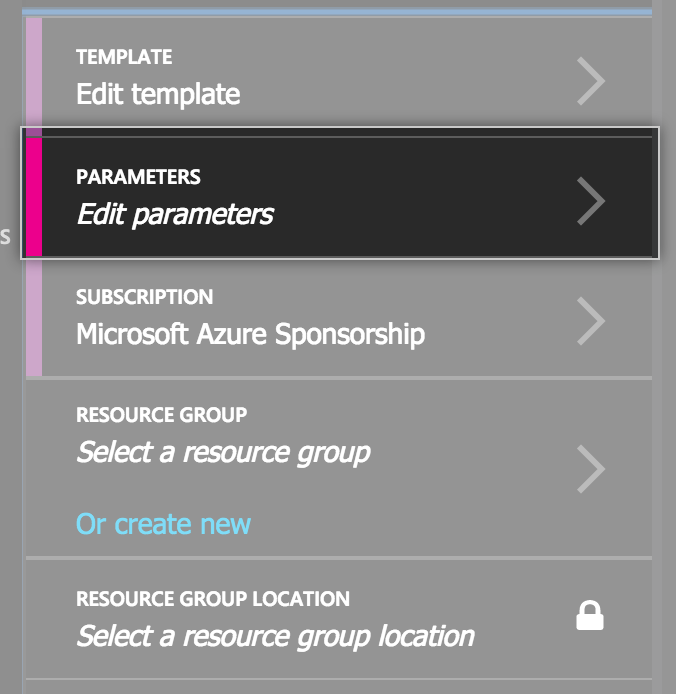 Edit parameters pane