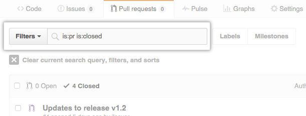 The issues and pull requests search bar