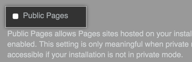 Public Pages checkbox