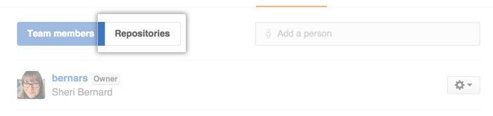 The team repositories tab