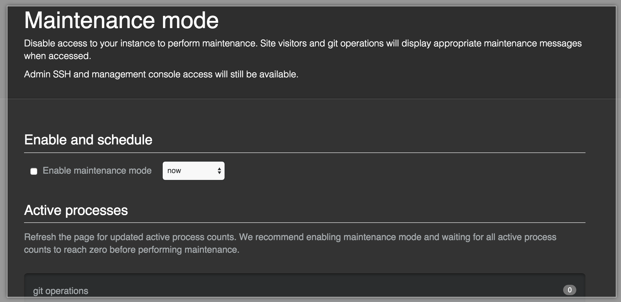 Configuring maintenance mode