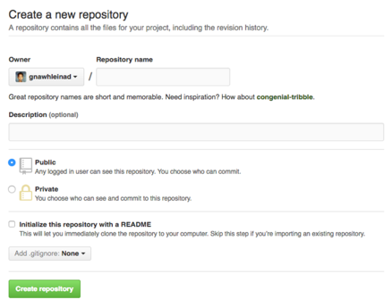 private or public setting for new repositories