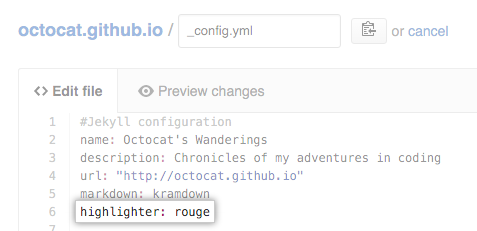 Rouge highlighter value in config.yml