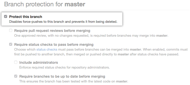 Protecting branch checkbox