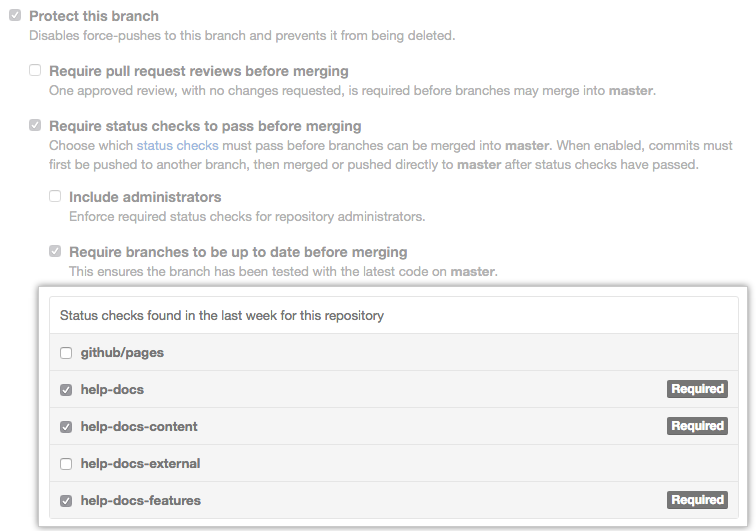 List of available status checks