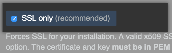 SSL only checkbox