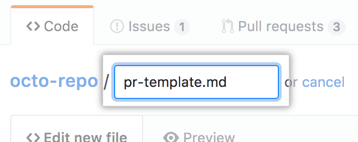 New pull request template name in root directory