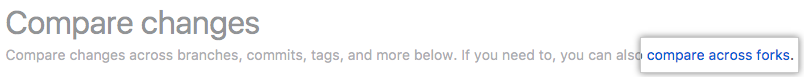 Compare across forks link
