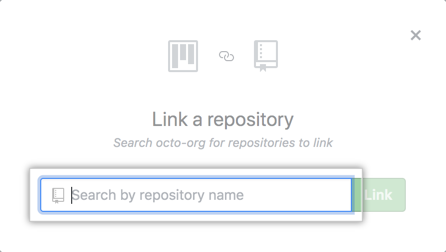 [Link a repository] ウィンドウの [Search] フィールド