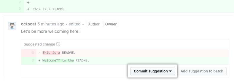 Commit suggestion button