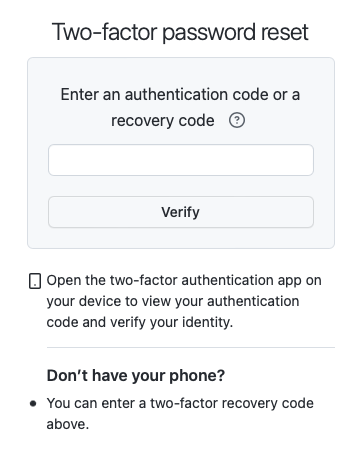 Two-factor authentication prompt