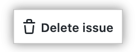 "Delete issue" text highlighted on bottom of the issue page's right side bar