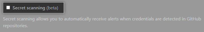 Checkbox to enable or disable secret scanning