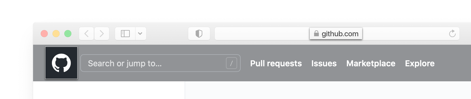 Screenshot of the address bar and the GitHub.com header in a browser