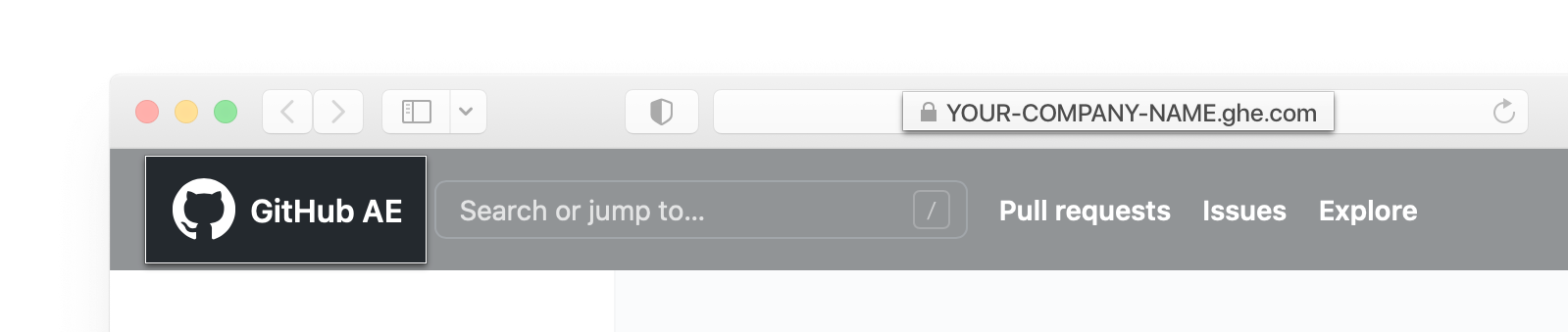 Address bar and GitHub AE header in a browser