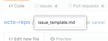 New issue template name in root directory