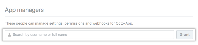 添� 特定应用程序的 GitHub 应用程序 管理员