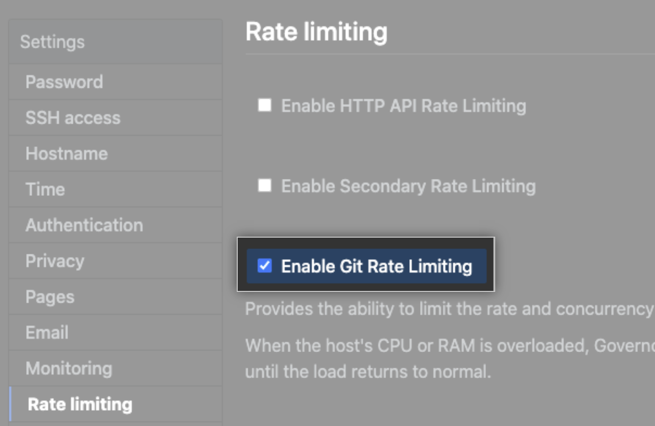 Checkbox for enabling Git rate limiting