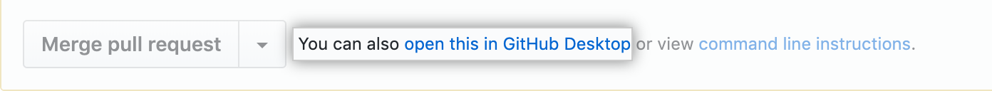 Link para abrir uma pull request localmente no Desktop