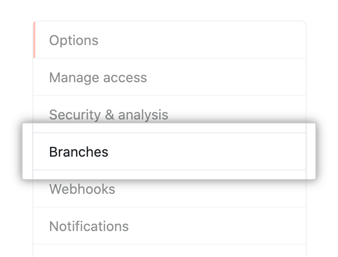 Submenu de opções do repositório