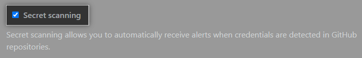 Checkbox to enable or disable secret scanning