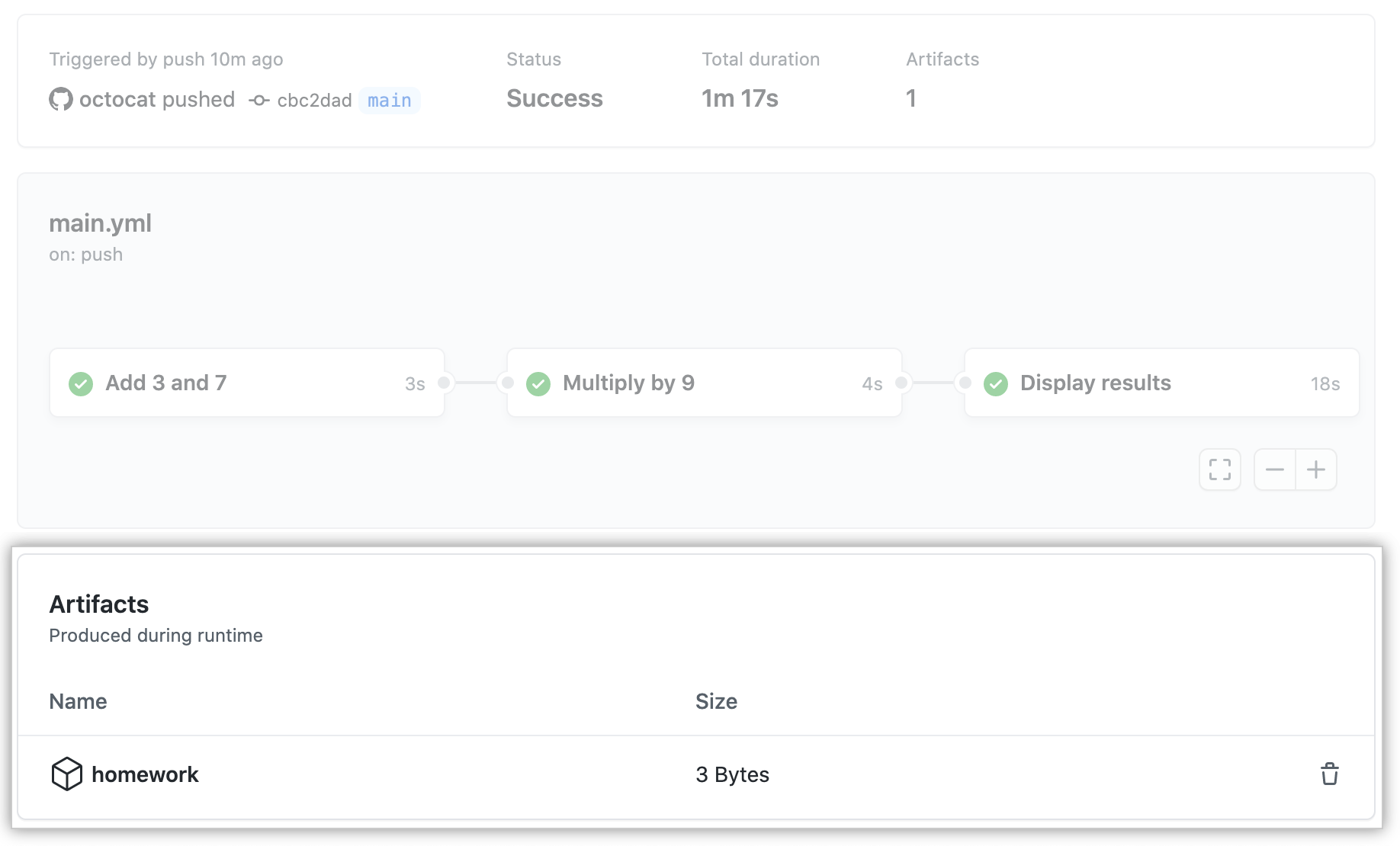 Workflow that passes data between jobs to perform math