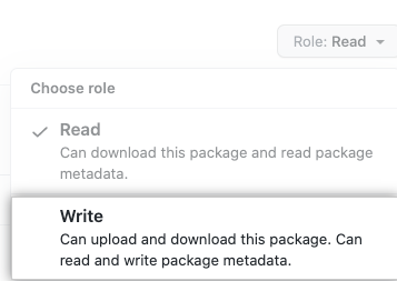 Permission access levels to give to repositories