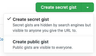 Drop-down menu to select gist visibility