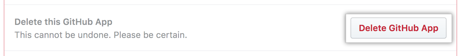 Button to delete a GitHub App