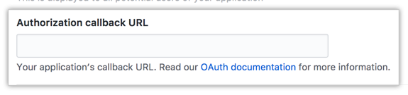 Campo para la URL de devolución de llamada de autorización de la aplicación