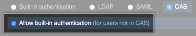 Screenshot of of fallback built-in authentication option for CAS