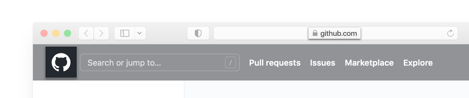 Screenshot of the address bar and the GitHub.com header in a browser