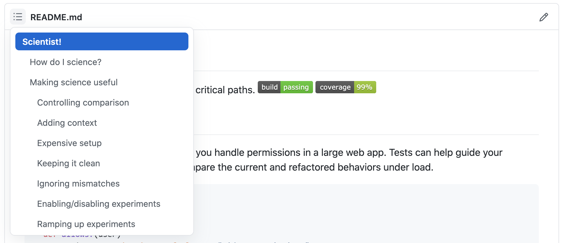 README with automatically generated TOC