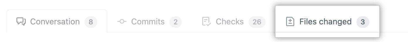 Pull Request の [Files changed](変更されたファイル) タブ